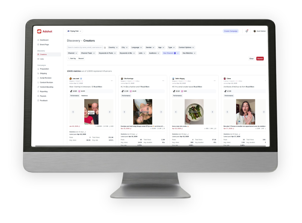Adshot agency portal interface