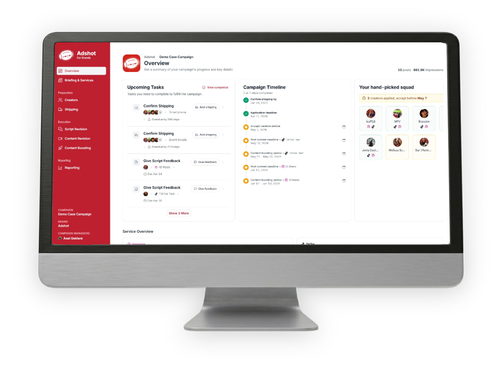 Client dashboard interface