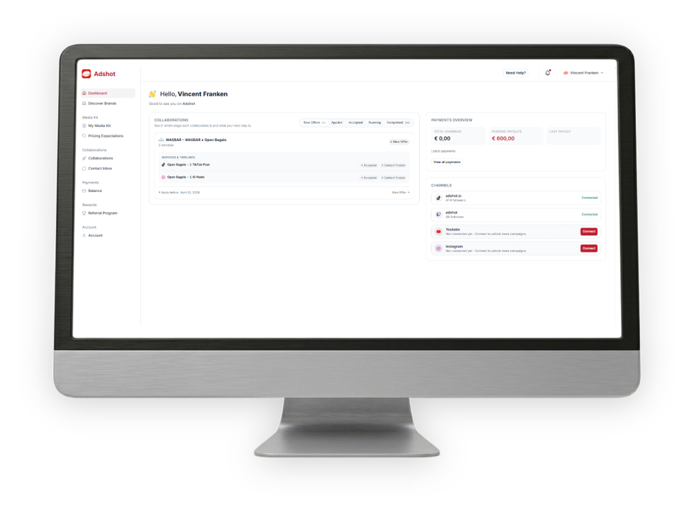 Creators portal interface