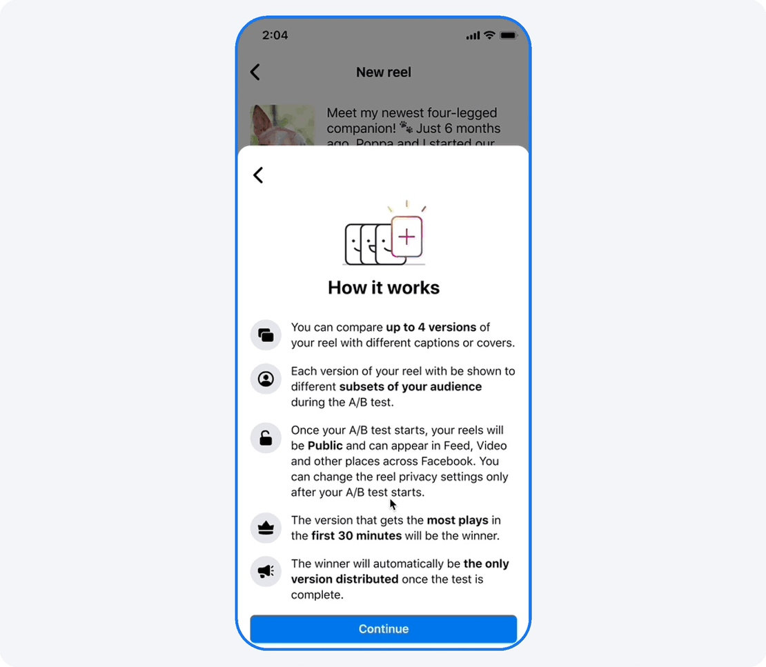Meta's Reels A/B Testing Feature